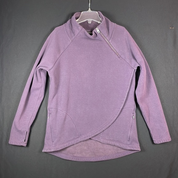 Athleta women’s purple Asymmetrical Zip Pullover medium with 2 zipper pockets - Picture 2 of 16